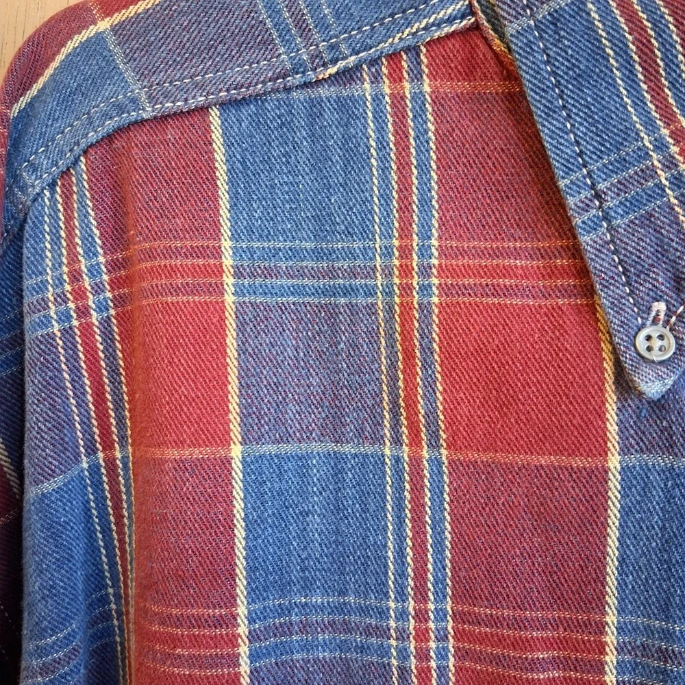 Vintage 1995 Levi's LS Plaid‎ Heavy Cotton Button Down Shirt Jacket Medium EUC
